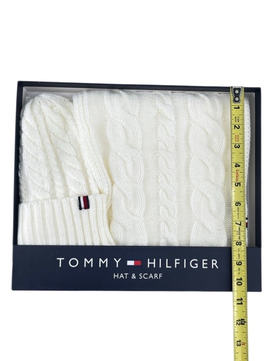 Tommy Hilfiger Cream Cable Knit Hat & Scarf Set - Picture 6 of 6